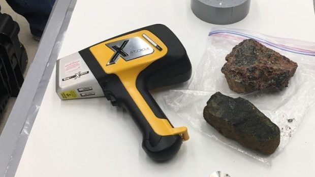 A tool like this Olympus Delta X-ray fluorescence (XRF) metals and alloys analyzer is likely to be used on Mars in order to determine the mass ratio of different elements in samples of rock collected on the Martian surface.