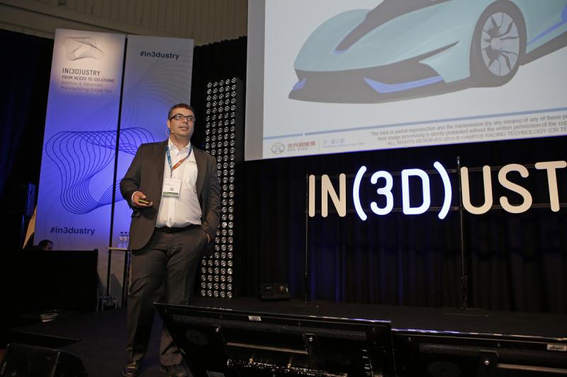 Campos Racing Technologies' Ruben Espin addresses last year's In3dustry attendees during the automotive panel. 