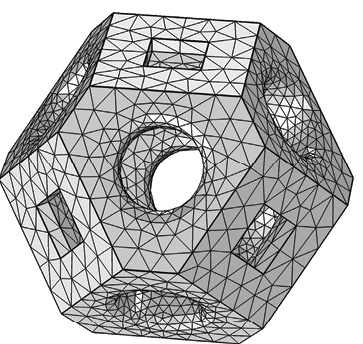 A meshed model showcases how a unit cell can deliver different material properties for metal 3D printing. Image courtesy of TNO via COMSOL.