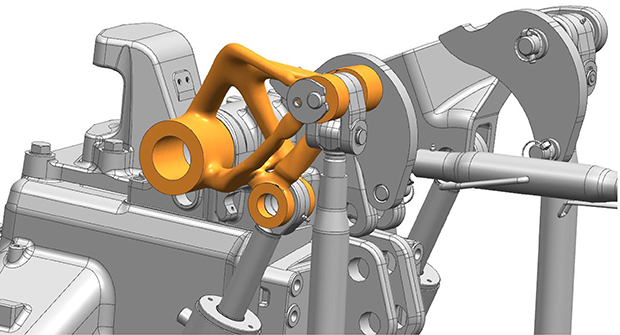 Simcenter 3D v12 provides generative design workflows supporting integrated topology optimization and convergent modeling for efficient design and simulation. Image courtesy of Siemens PLM Software.