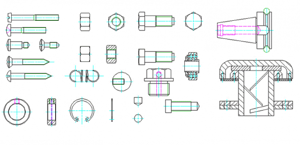 ZWCAD Mechanical 2018 supports international drafting standards and comes with a library of standard parts. Image courtesy of ZWSOFT.