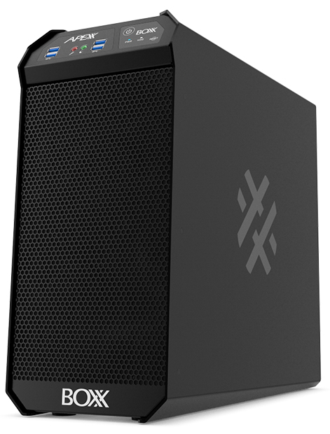 BOXX says that its new APEXX S3 replaces its current flagship system. This compact workstation is powered by the latest Intel Core i7 “Coffee Lake” processor overclocked to a sustained 4.8GHz. Image courtesy of BOXX Technologies.