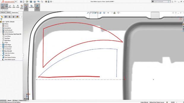 SolidWorks 2018 marks the debut of a touch-based sketching interface. Image courtesy of SolidWorks.