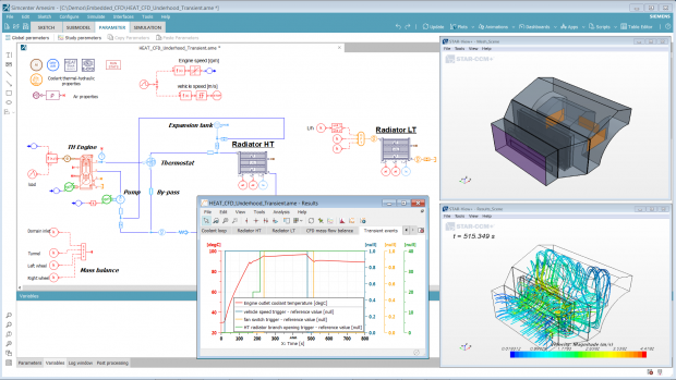 Version 16 of the Simcenter Amesim mechatronic system simulation platform provides more support for applications that focus on engineering challenges in industries such as automotive and transportation, aerospace and defense and industrial machinery and heavy equipment. Image courtesy of Siemens Product Lifecycle Management Software Inc.
