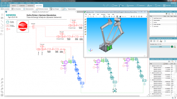 Simcenter Amesim 16 offers multiple system simulation capabilities for engineers working on industrial applications including front-load controls validation through connections to various kinds of real and virtual programmable logic controllers (PLCs). Image courtesy of Siemens Product Lifecycle Management Software Inc.
