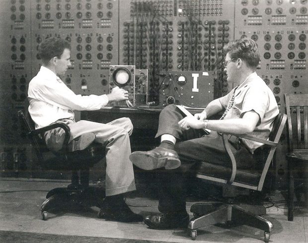 Dr. MacNeal (on the right) and Robert Schwendler (on the left) in the early 1960's working on the space program.