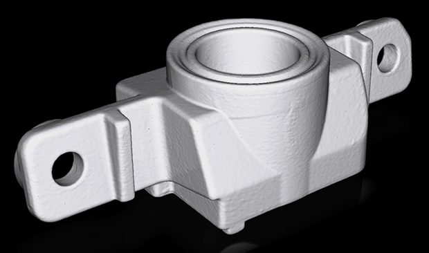 This metal part was scanned in with the HDI Compact C210 3D scanner. Image courtesy of Polyga Inc.
