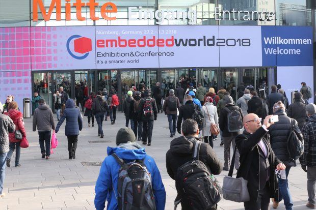 Vendors from around the globe presented hardware, software and services for the embedded technology market. English and German are both official languages for the conference. Image courtesy of Nürnberg Messe.