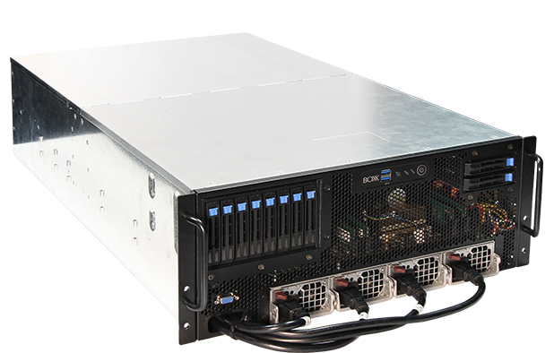 The BOXX GX8-P deep learning server features an AMD EPYC processor with up to 32 high-performance cores and is available with up to eight full-size graphics cards for training deep neural networks rapidly. Image courtesy of BOXX Technologies.