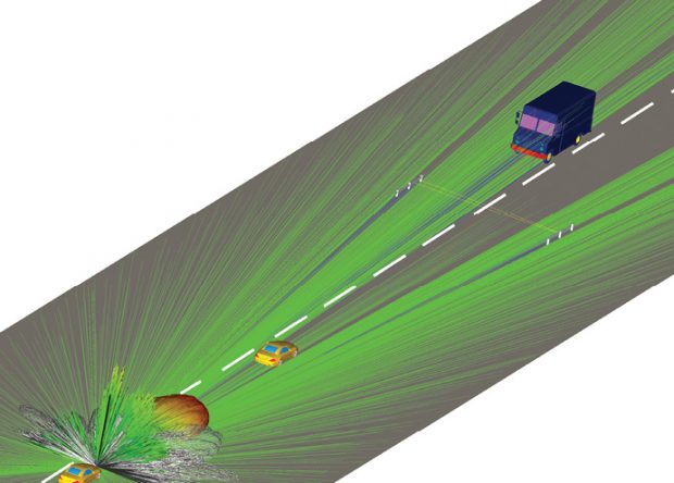 Automakers use simulation software to develop advanced driver assistance systems. Image: ANSYS