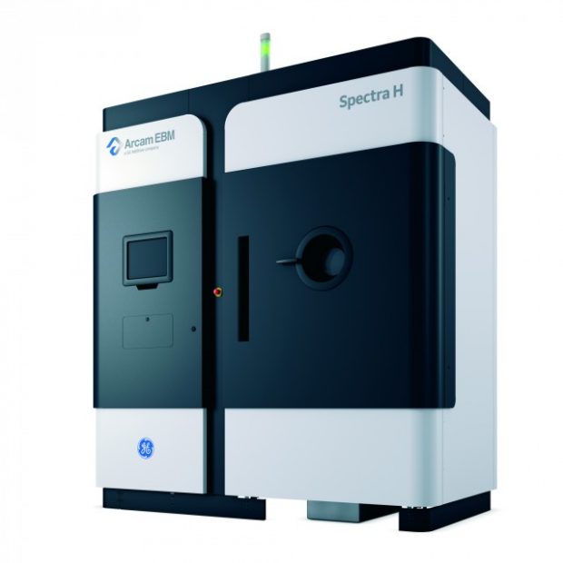 The Arcam EBM Spectra H electron beam melting (EBM) metal additive manufacturing system is designed to handle high heat and crack-prone materials including titanium aluminide and nickel Alloy 718. Image courtesy of GE Additive.