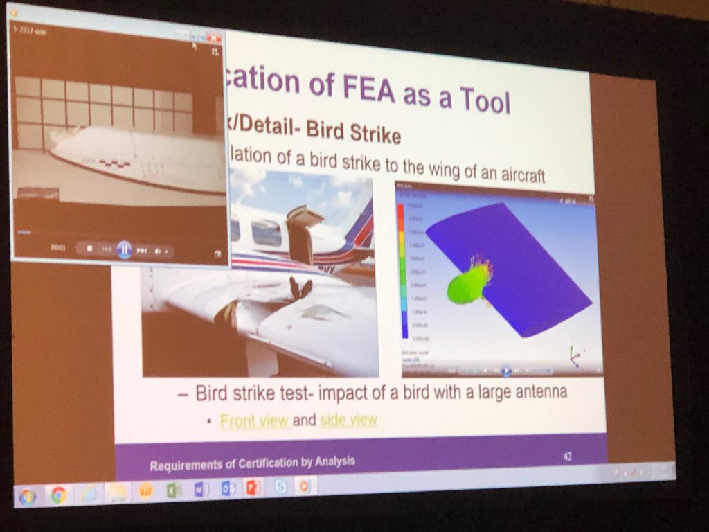 An example of how bird strike simulation was used in aircraft certification.