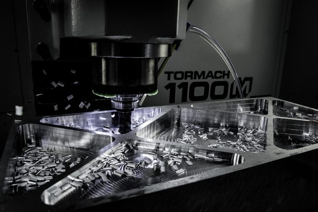 The Tormach 1100 machine has a 2 HP, 7500 RPM spindle drive and 11 in. of Y-axis travel that is said to provide improved cutting performance of light materials like aluminum as well as when using adaptive high-speed machining (HSM) style toolpaths. Image courtesy of Tormach Inc.