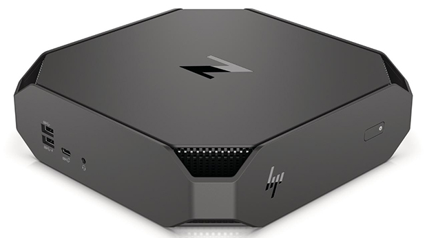 HP Z2 Mini G4 workstation offers twice the graphics power of its previous generation. Using a custom rackmount bracket accessory, up to 56 HP Z2 Mini G4 workstations can fit in a standard 42U rack. Image courtesy of HP.