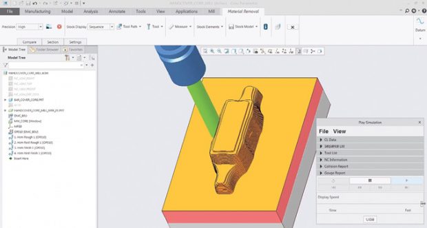 The mold machining extension generates optimized toolpaths for the creation of molds, tools, dies and electrodes. When designs change, toolpaths update.