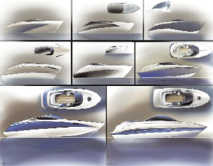 Each sketch explores a different direction the design could possibly go. Sometimes you can even see a progression from one idea to the next.