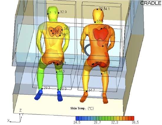Skin temperature distribution at contact interface
