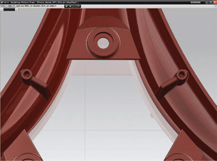 Once the move is applied, the blend automatically adapts and the hole protrudes into the rib. 