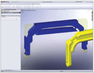 The Design Insight plot on an initial handle model is clearly suggesting that the I-beam cross-section and chamfered corners will yield an optimal design.
