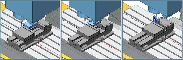 Users can assign fixtures to as many different machine setups as necessary with just a few clicks to simulate the selected fixture geometry configuration for each setup. Image courtesy of BobCAD-CAM.
