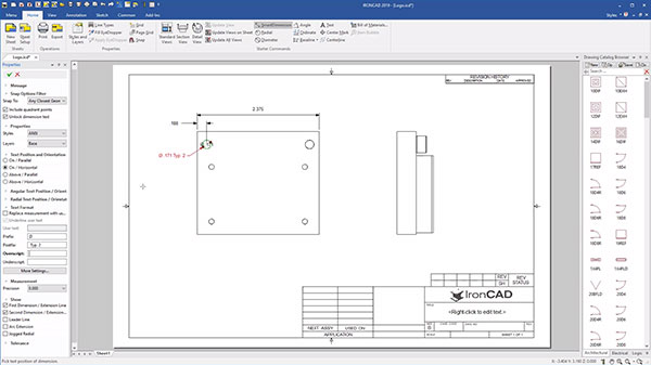 You can now drag and drop images into IronCAD drawings and easily adjust dimension properties. Image courtesy of IronCAD via David Cohn.