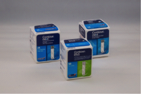 The rebranding from Bayer to Ascensia affected multiple products, sold in countries around the world, with customized packaging in many different languages. Shown are (left to right), Spanish, Russian and English versions of the same product. Image courtesy Ascensia Diabetes Care.